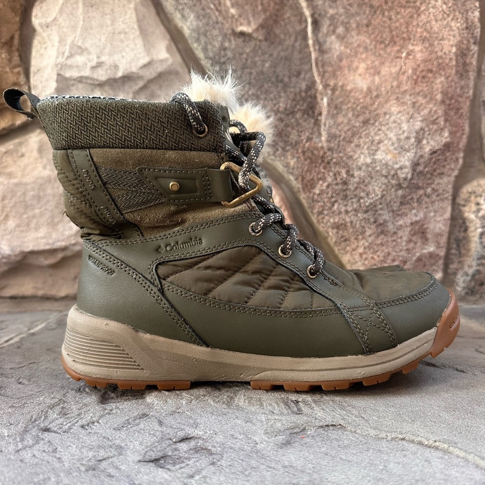 Columbia Boots Meadows Shorty Omni Heat 3D Winter In Army Green Mid Calf - Picture 1 of 9